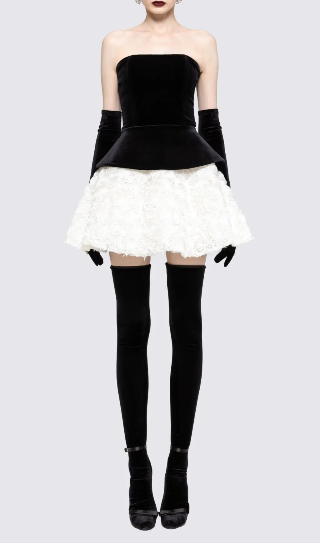 Gefion Strapless Lace-Up Flower Skirt Set Flowering Girl