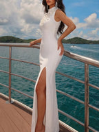 Manda White Flower Sleeveless Bandage Maxi Dress Flowering Girl