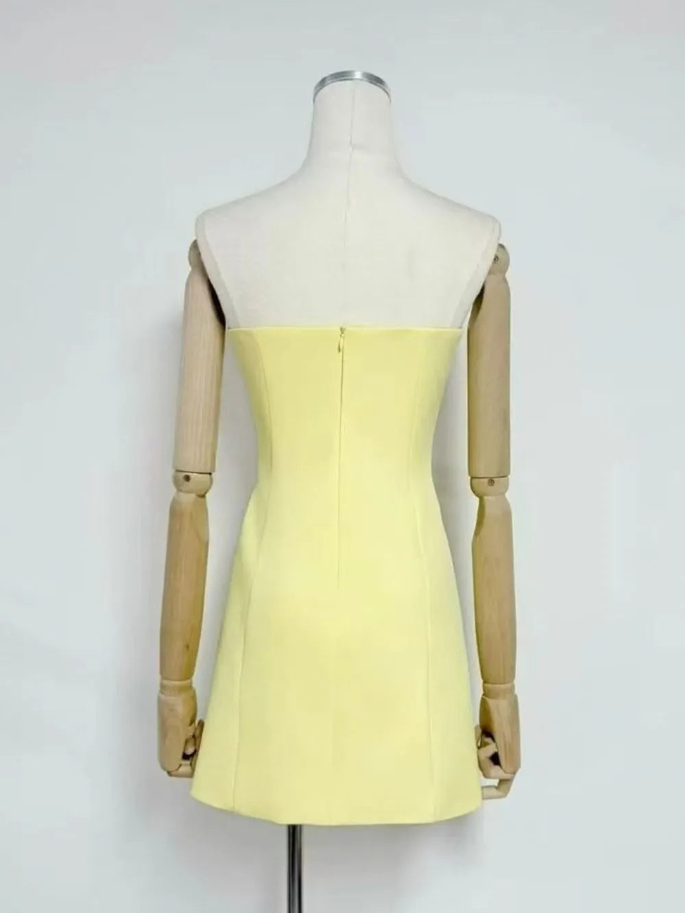 Michal Yellow Strapless Flower Mini Dress Flowering Girl