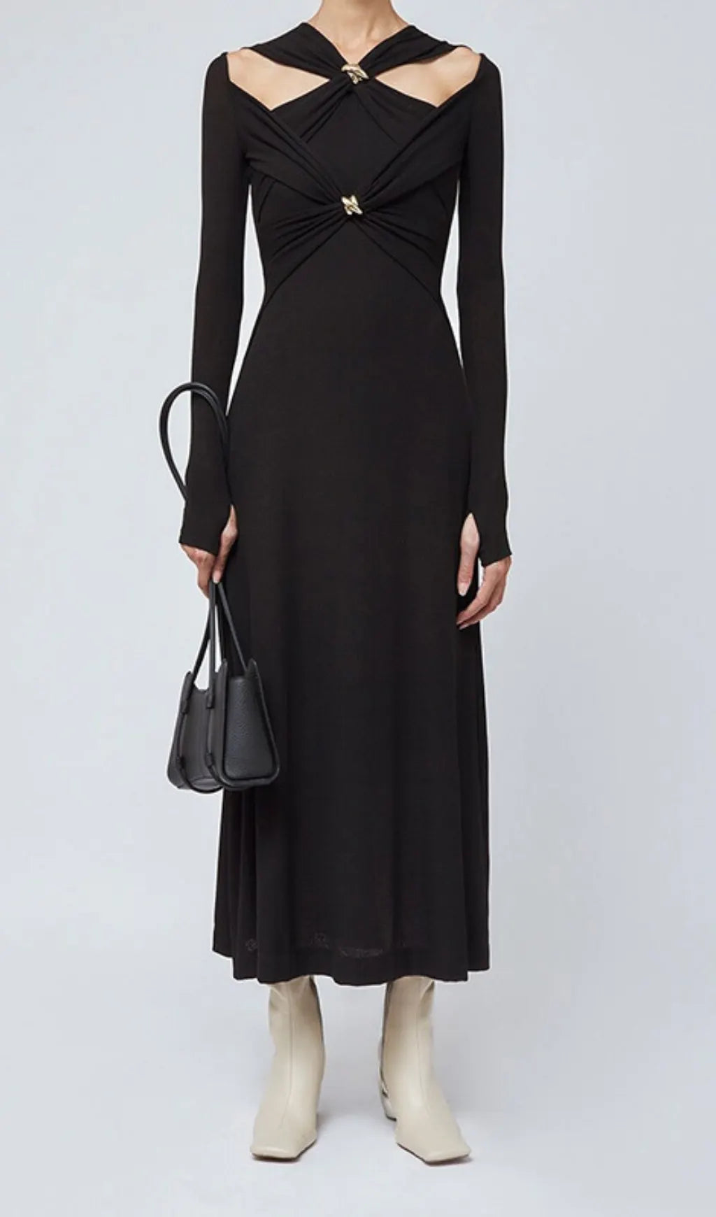Braydon Cutout Knit Long Sleeve Midi Dress Flowering Girl