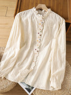 Xaviera Classic Ruffle Collar Hollowed Embroidered Top Flowering Girl