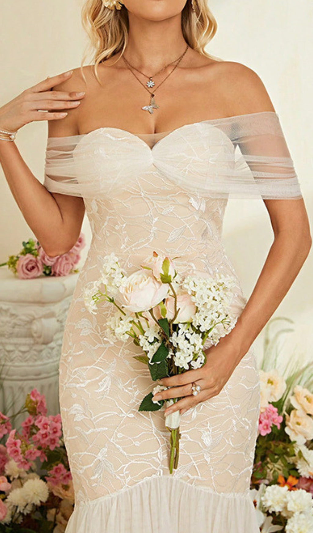 Devyn Lace Mesh Maxi Dress Flowering Girl