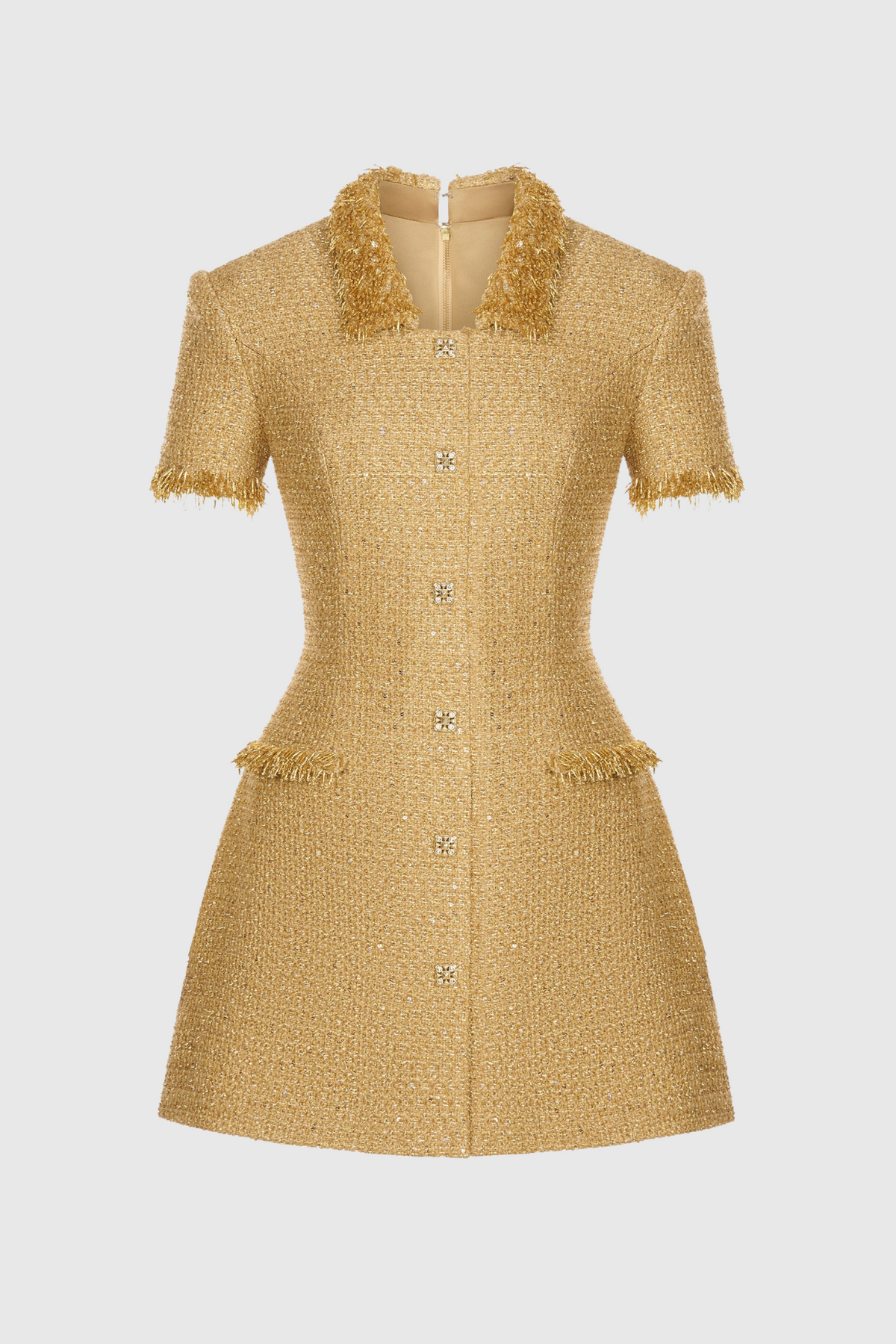 Elborno Gold Embellished Mini Dress Flowering Girl