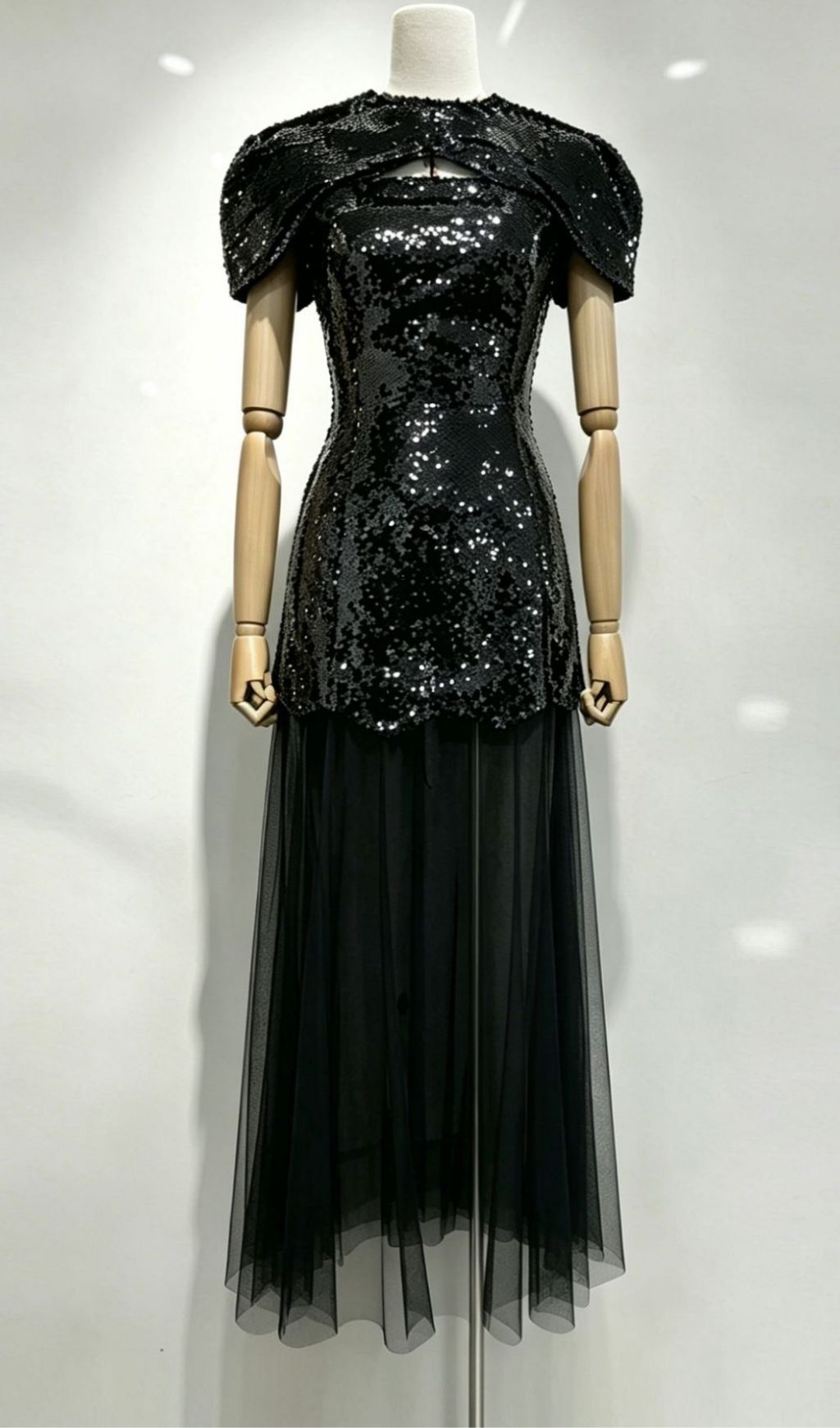 Kota Black Sequin Mesh Maxi Dress Flowering Girl