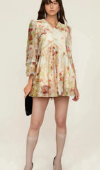 Ailis floral-print lace-detail mini dress Flowering Girl