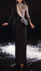 Faye Black Leopard Flower Maxi Dress Flowering Girl