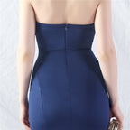Chrina Navy Strapless Ruched Maxi Dress Flowering Girl