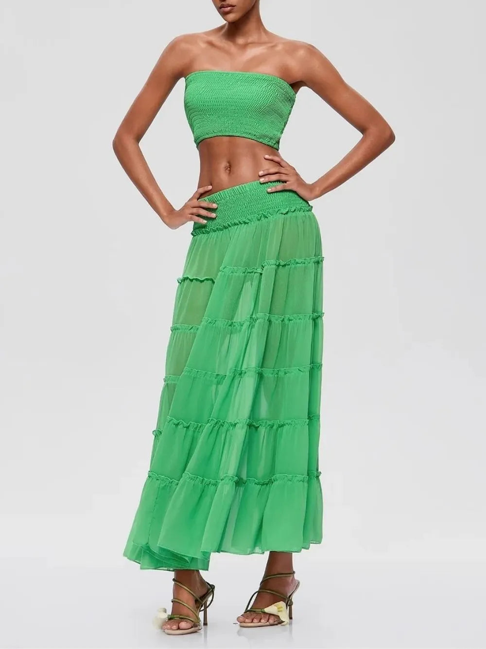 Fusca Strapless Tiered Skirt Set Flowering Girl