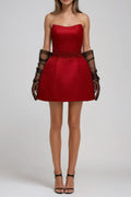 Fakhriyya Strapless Rhinestone Mini Dress Flowering Girl