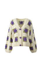 Hilario Flower Knit Cardigan Flowering Girl