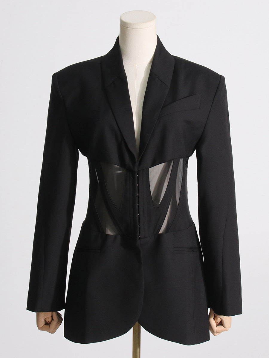 v-neck Corset Jacket in black Flowering Girl
