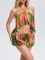 Zavera Backless Printed Shorts Set Flowering Girl