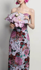 Anke Floral Sequin Maxi Dress Flowering Girl