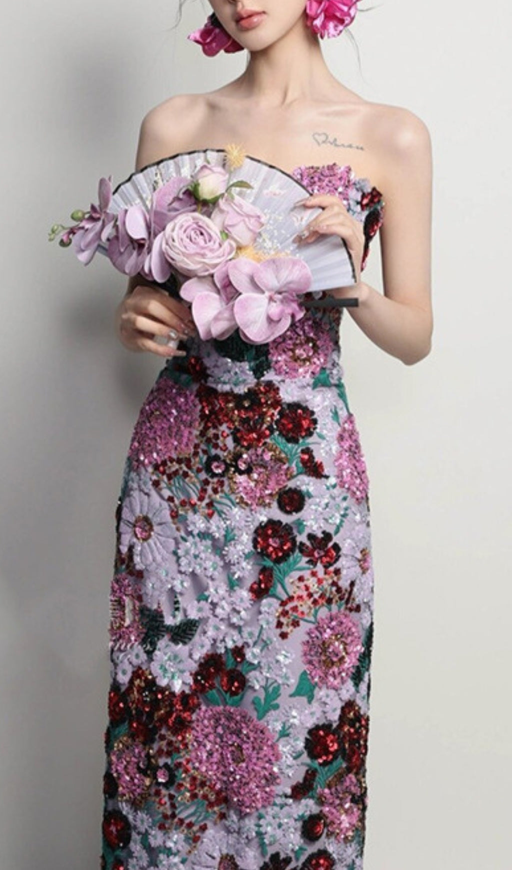 Anke Floral Sequin Maxi Dress Flowering Girl