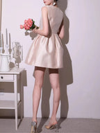 Malha Sleeveless Bow Lace Mini Dress Flowering Girl