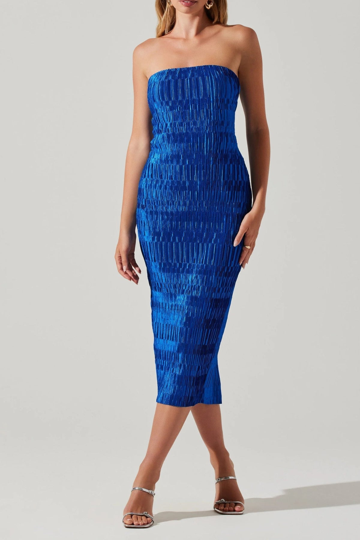 Reine Plisse Strapless Midi Dress Flowering Girl
