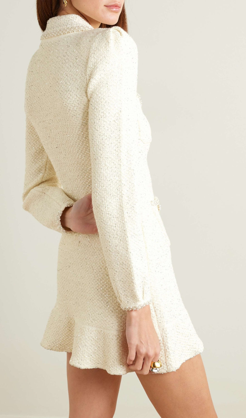 Atifa Embellished Sequined Bouclé-Knit Mini Dress Flowering Girl