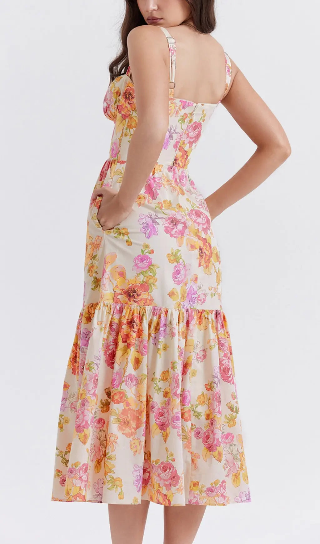 Ivory Floral Midi Sundress Flowering Girl