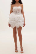 Georgia Appliquéd Organza White Mini Dress Flowering Girl