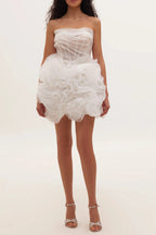 Georgia Appliquéd Organza White Mini Dress Flowering Girl