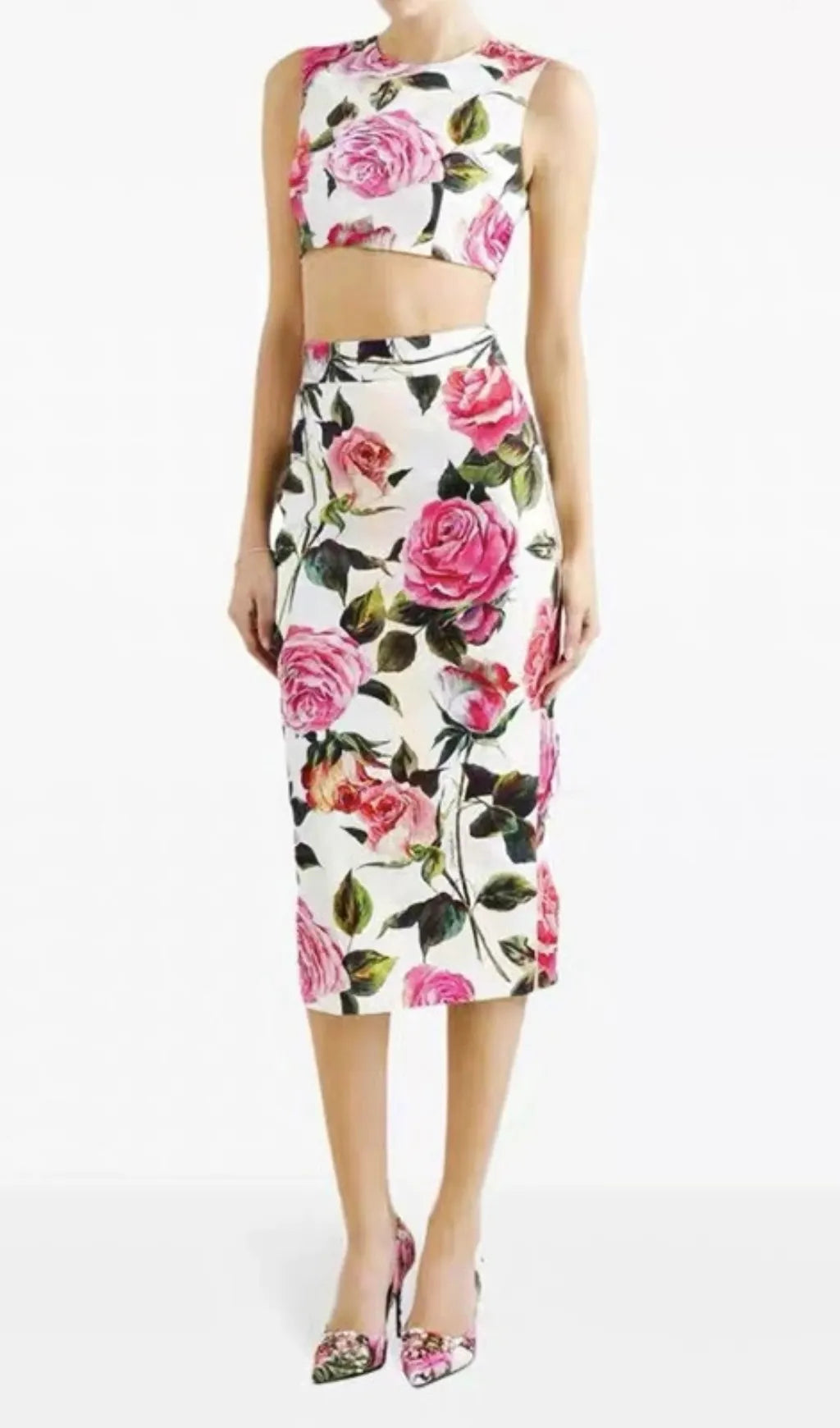 Geo Flower Printed Two-Piece Set Flowering Girl