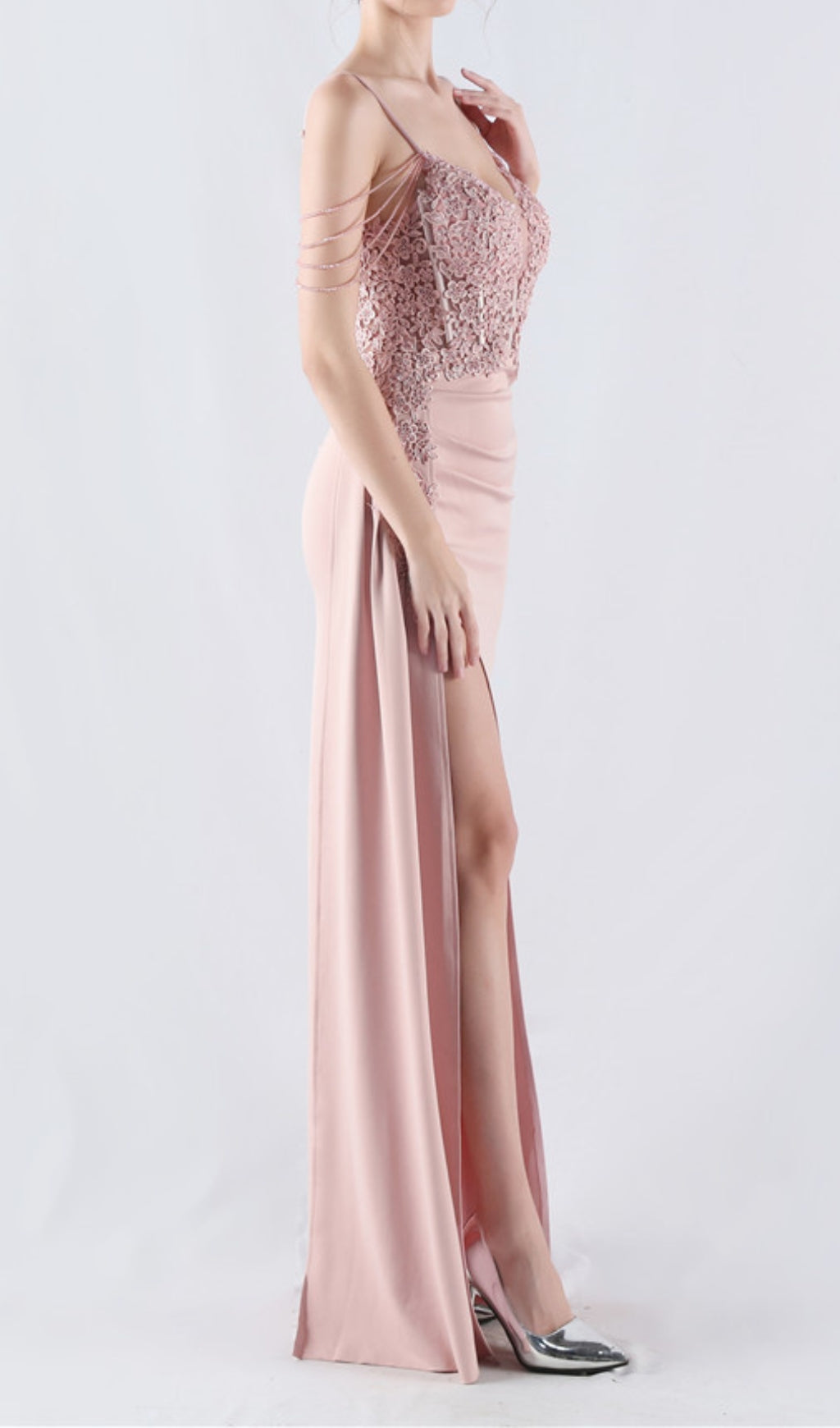 Chofa Pink Flower Bead Corset Maxi Dress Flowering Girl