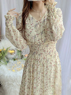 Janet Classic Floral Ruffle Chiffon Dress-Yellow Flowering Girl
