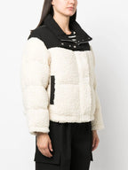 HOODED MIXED MEDIA PUFFER JACKET Flowering Girl