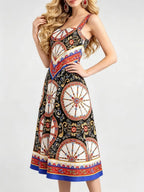 Manami Strappy Printed Midi Dress Flowering Girl
