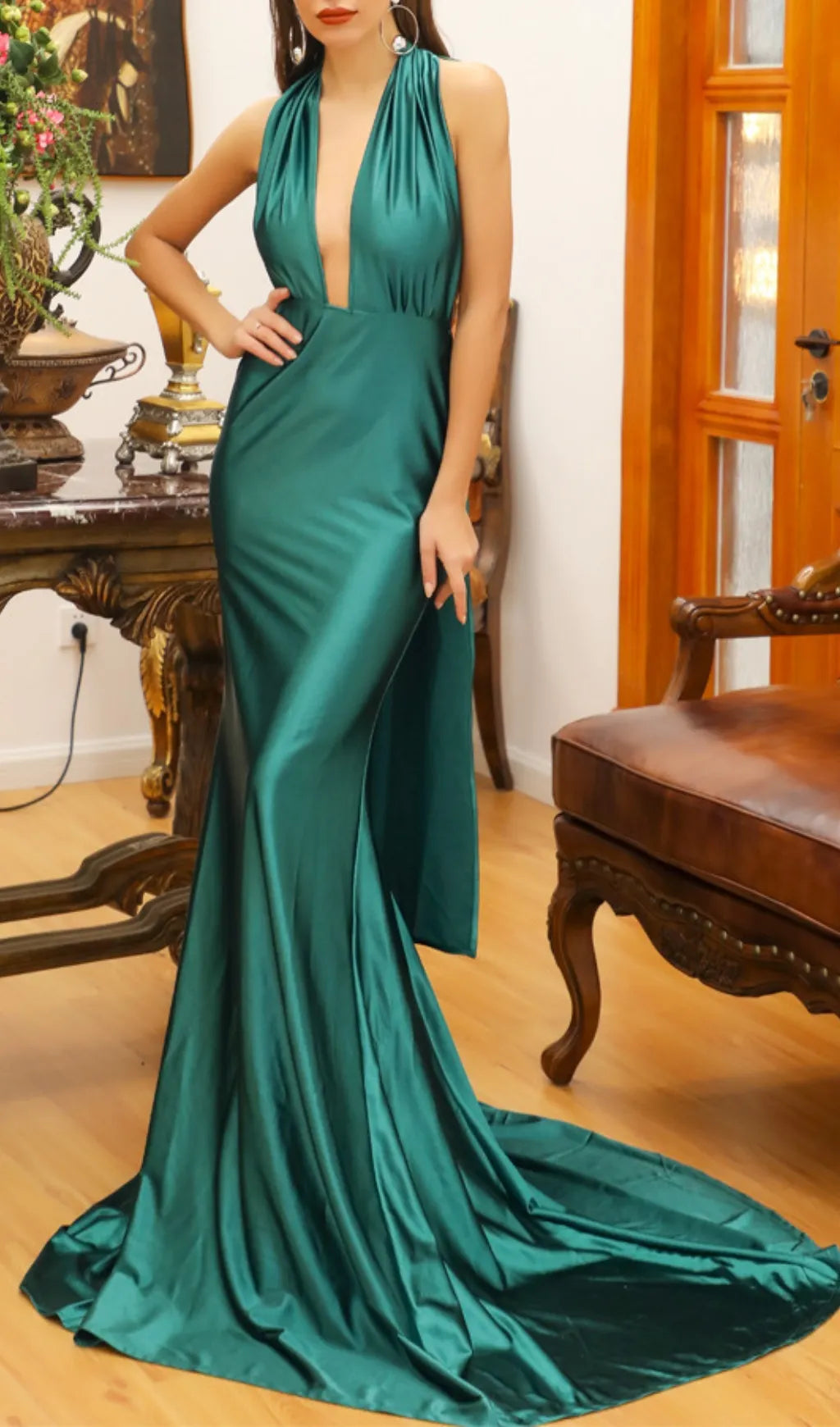 Celeste Halter Backless Maxi Dress Flowering Girl