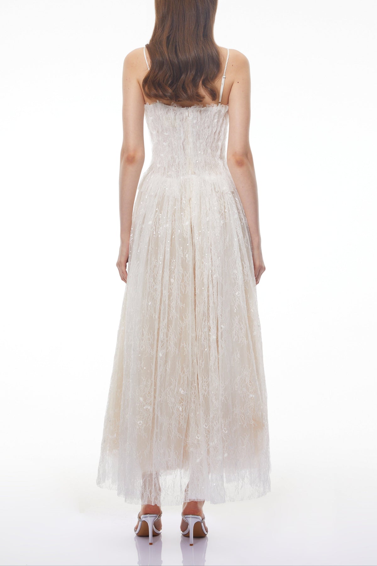 Nadir White Pleated Lace Maxi Dress Flowering Girl
