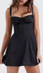 Black Corset Mini Dress Flowering Girl