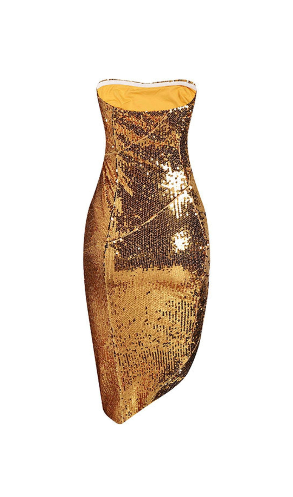 Alile Gold Asymmetric Sequin Midi Dress