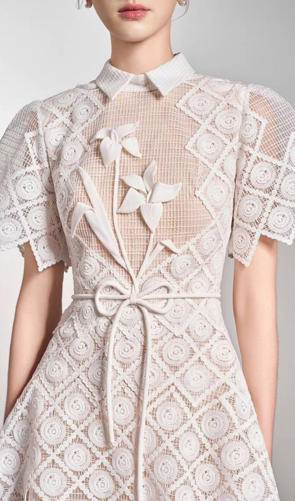 Arpina White Embroidery Midi Dress Flowering Girl