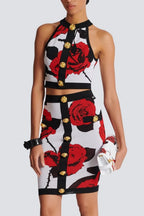 Amiya Rose Jacquard Halter Top Flowering Girl
