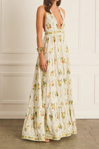 Valencia Jacinta Floral Print Maxi Dress In Yellow Flowering Girl