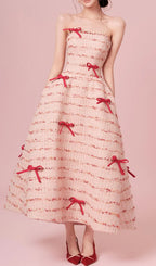 Ganya Strapless Bow Beaded Midi Dress Flowering Girl