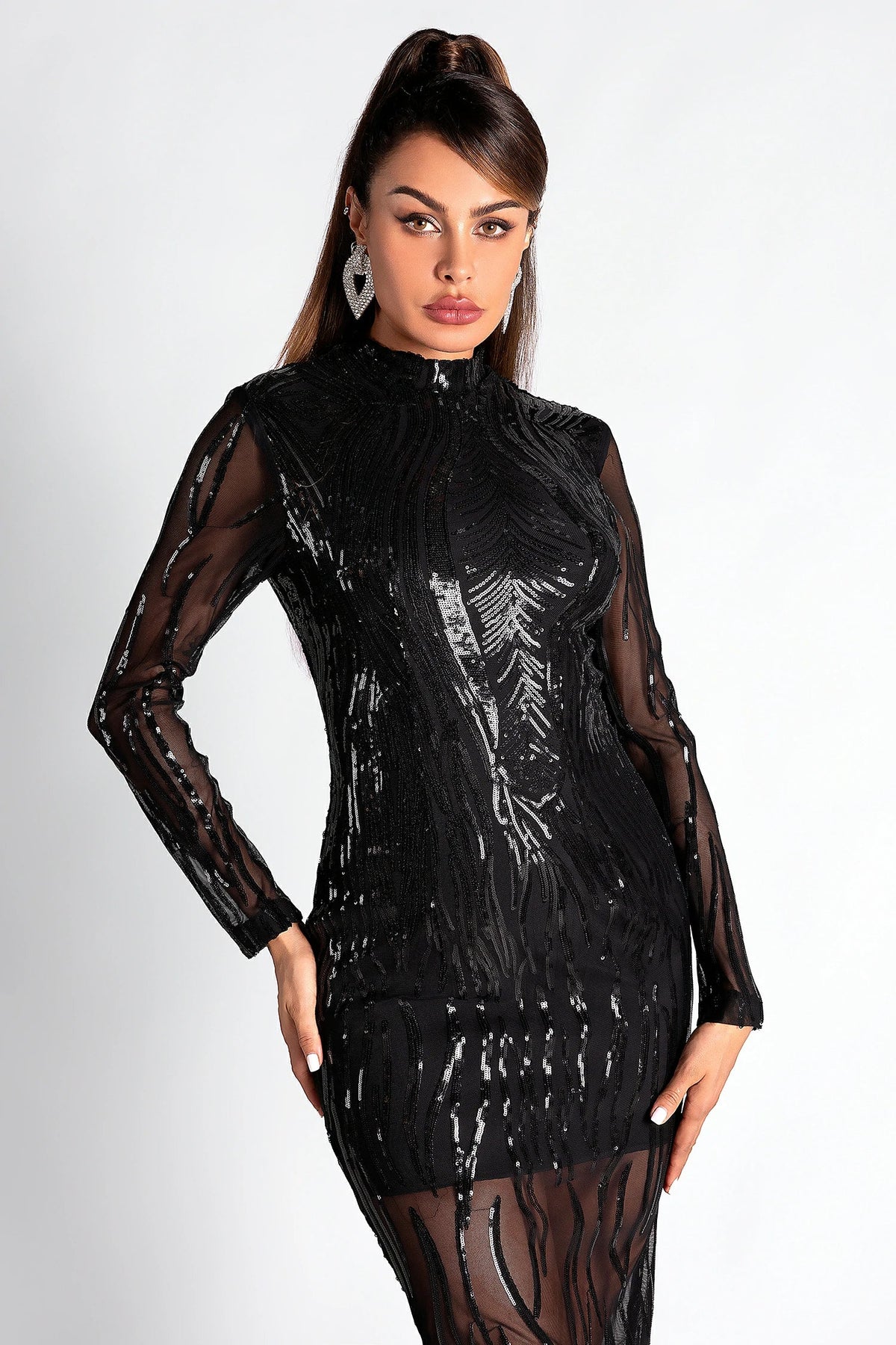 Smendes Sequin Mesh Feather Dress Flowering Girl