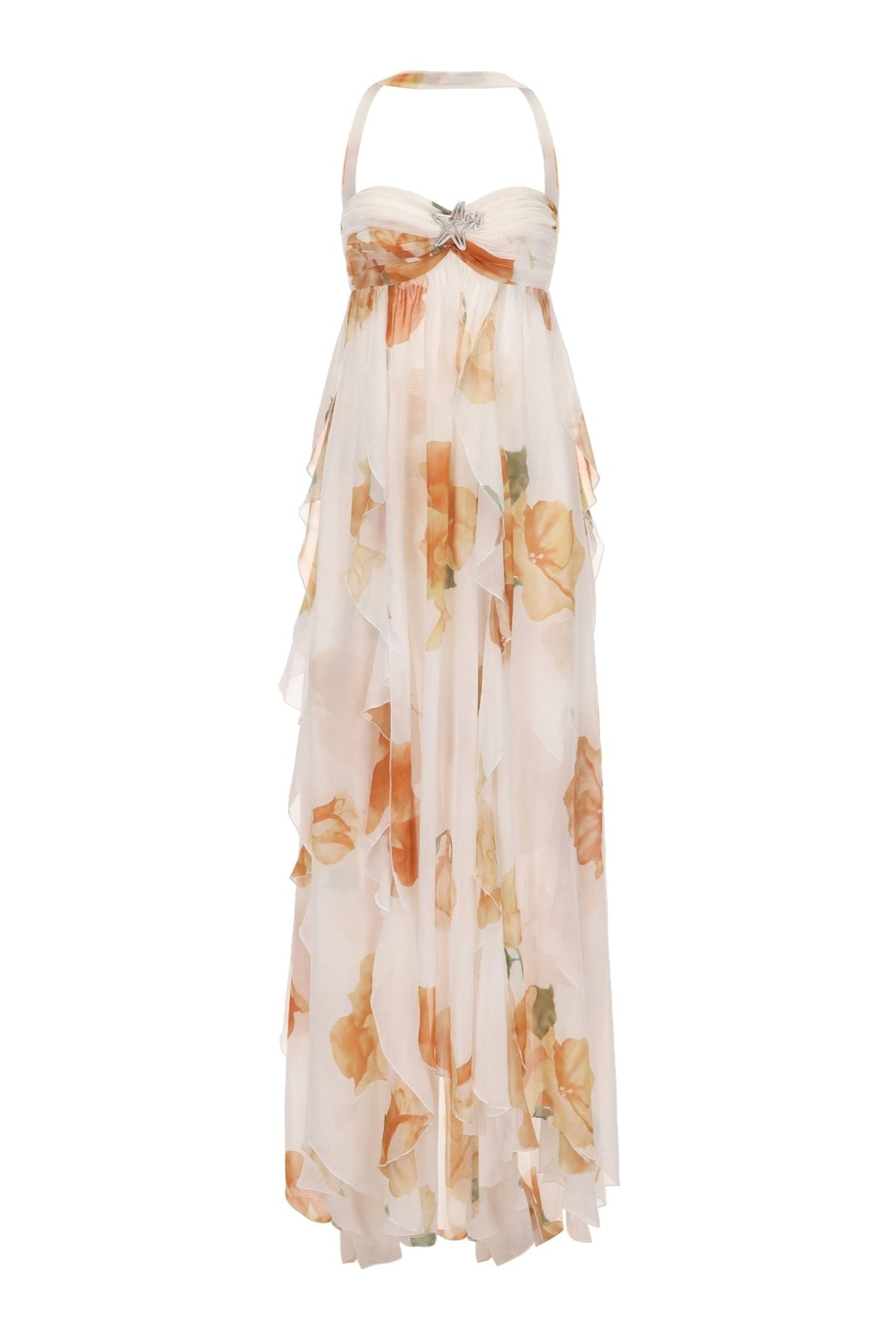 joanna Floral Halter Backless Split Maxi Dress Flowering Girl