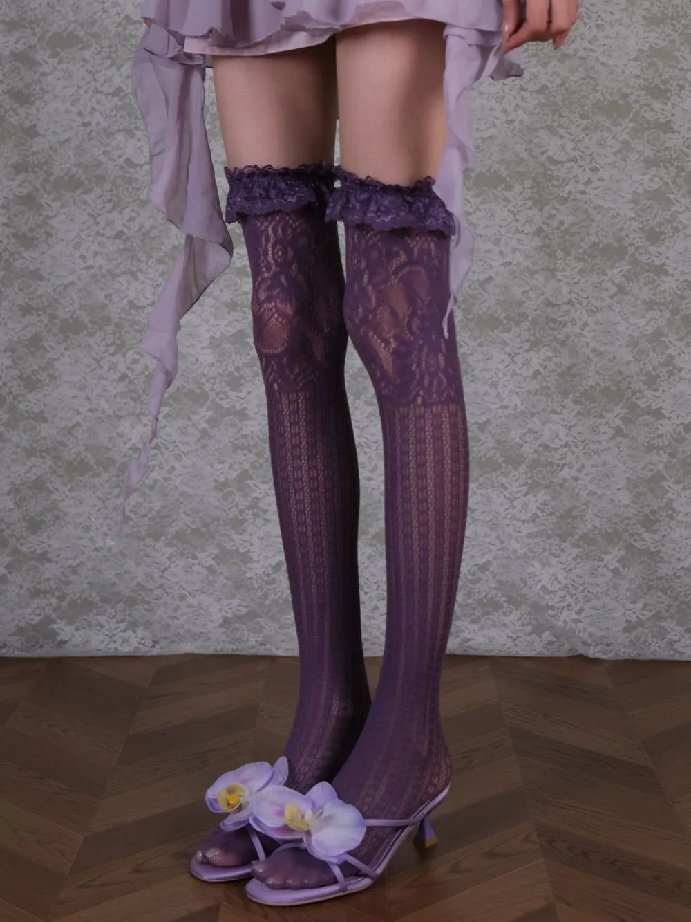 Marnie Purple Lace Stockings Flowering Girl