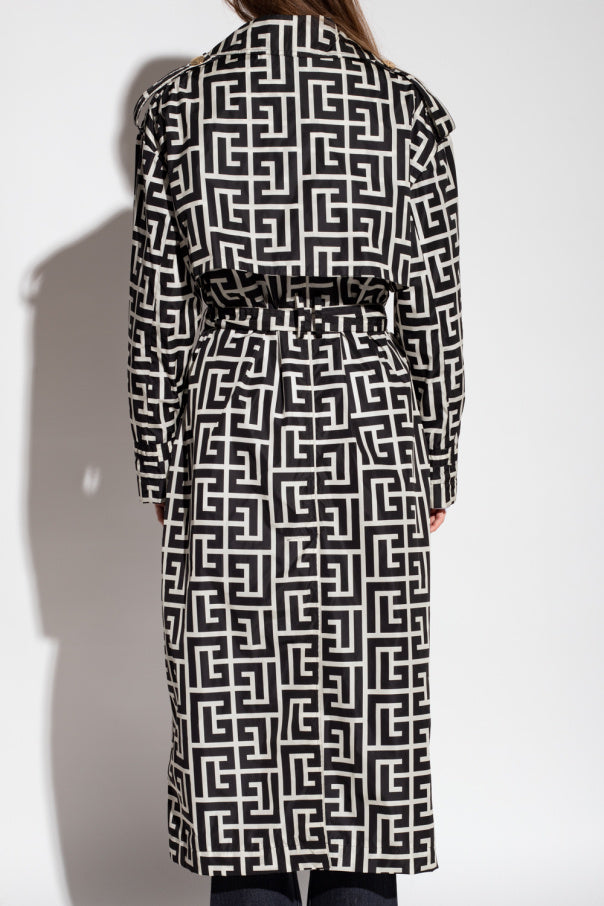 black monogrammed trench coat Flowering Girl