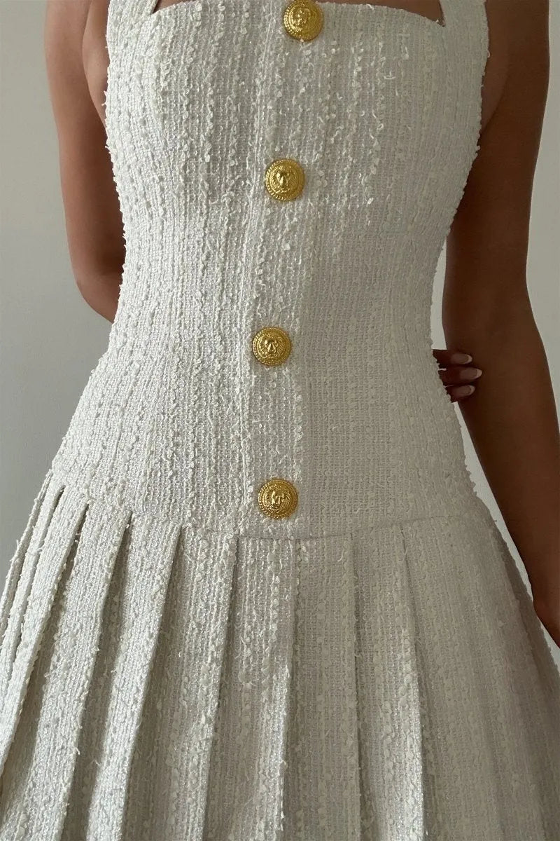 Christine Halterneck Tweed Mini Dress Flowering Girl