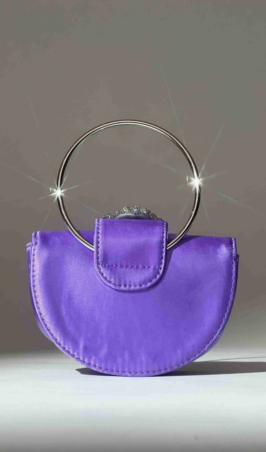 Satin Crystal Clutch In Purple Flowering Girl