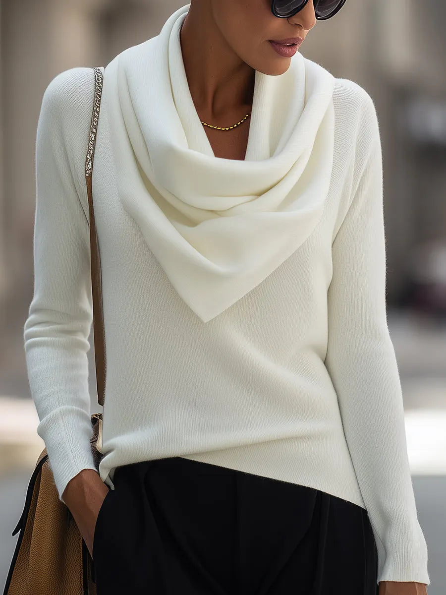 Draped Cowl Neck Long-Sleeve Top Flowering Girl