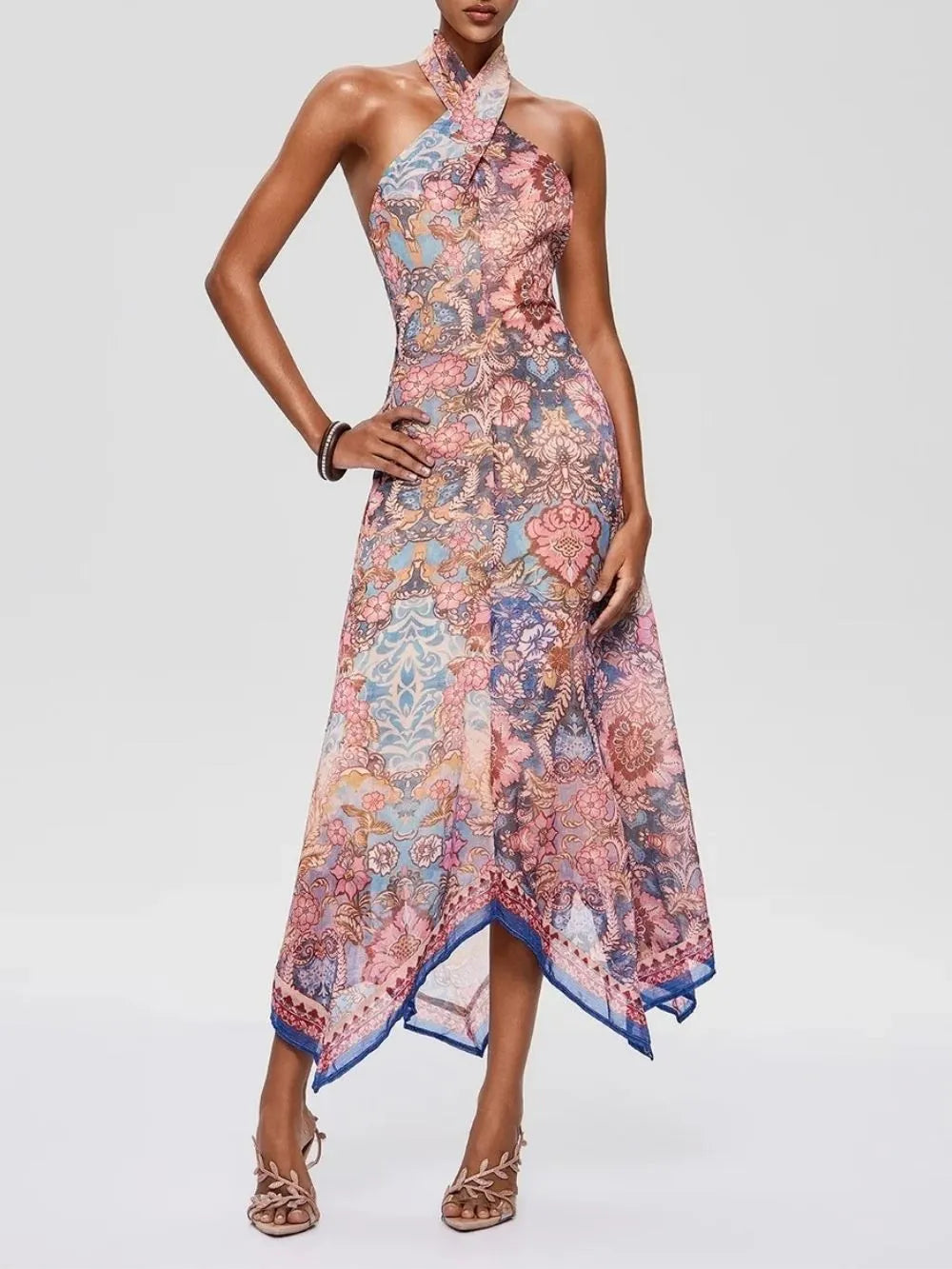 Foley Halterneck Printed Midi Dress Flowering Girl