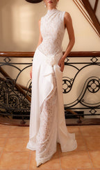 Jazmín White Lace Flower Maxi Dress Flowering Girl