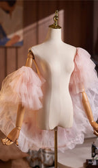 Leeto Pink Flower Mesh Shawl Flowering Girl