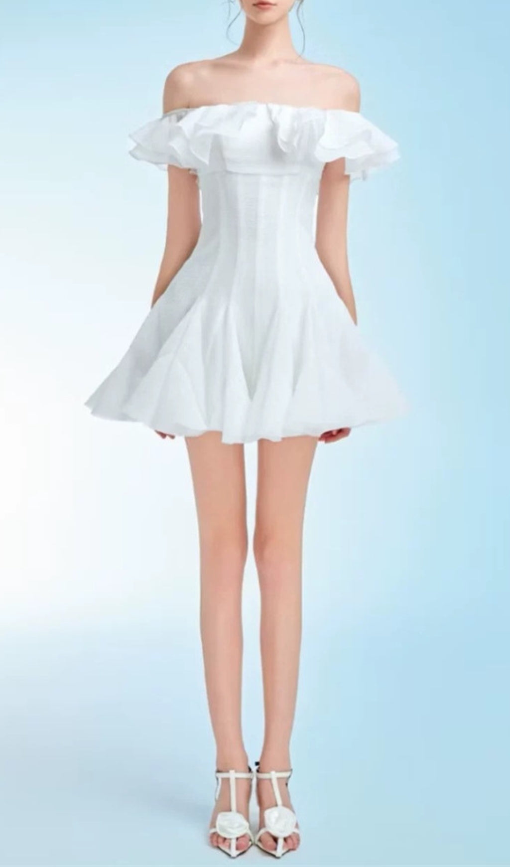Dotty Ruffle Off-Shoulder Mini Dress