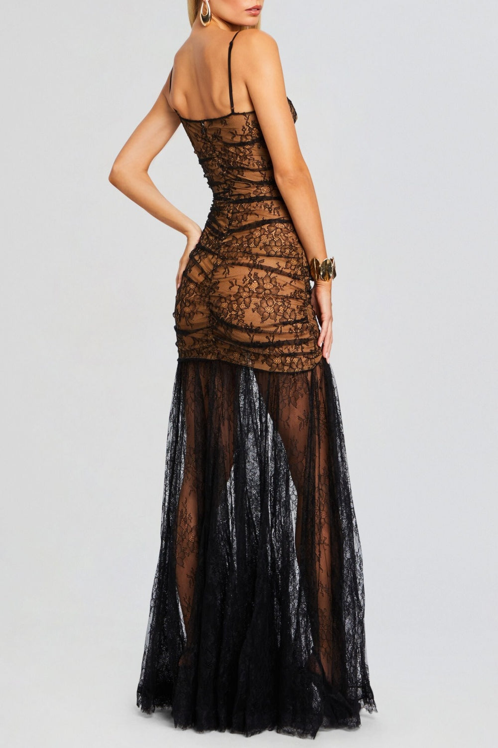 Zsuza Lace Slit Maxi Dress Flowering Girl