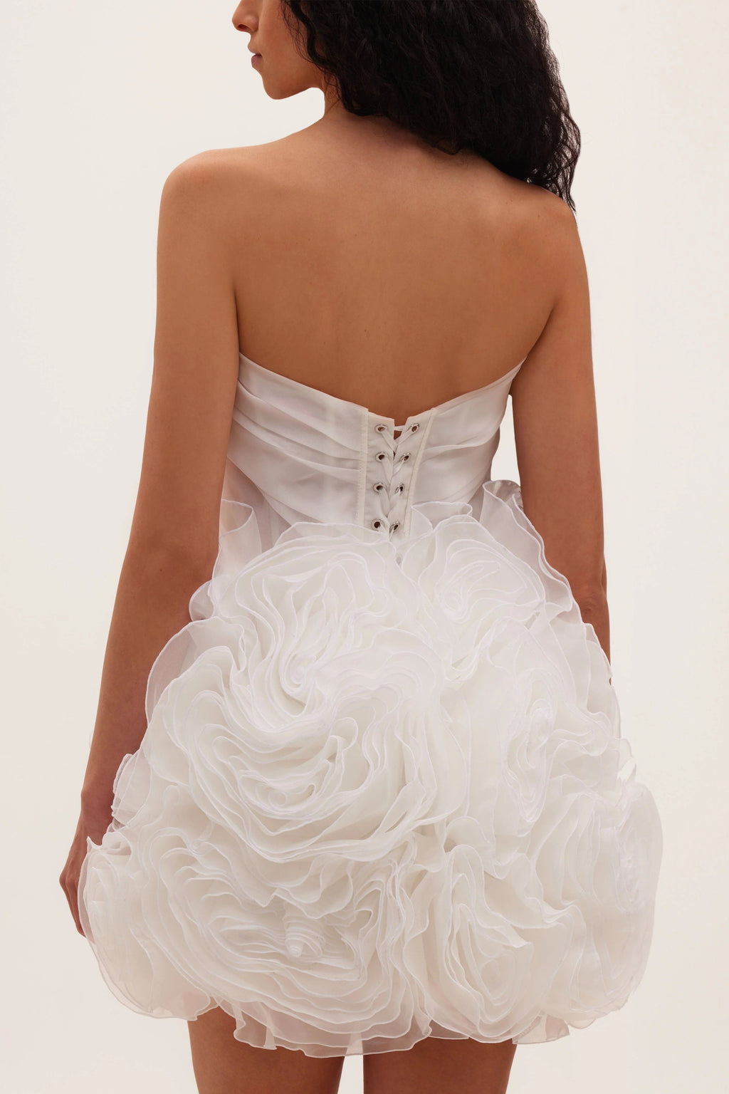Georgia Appliquéd Organza White Mini Dress Flowering Girl